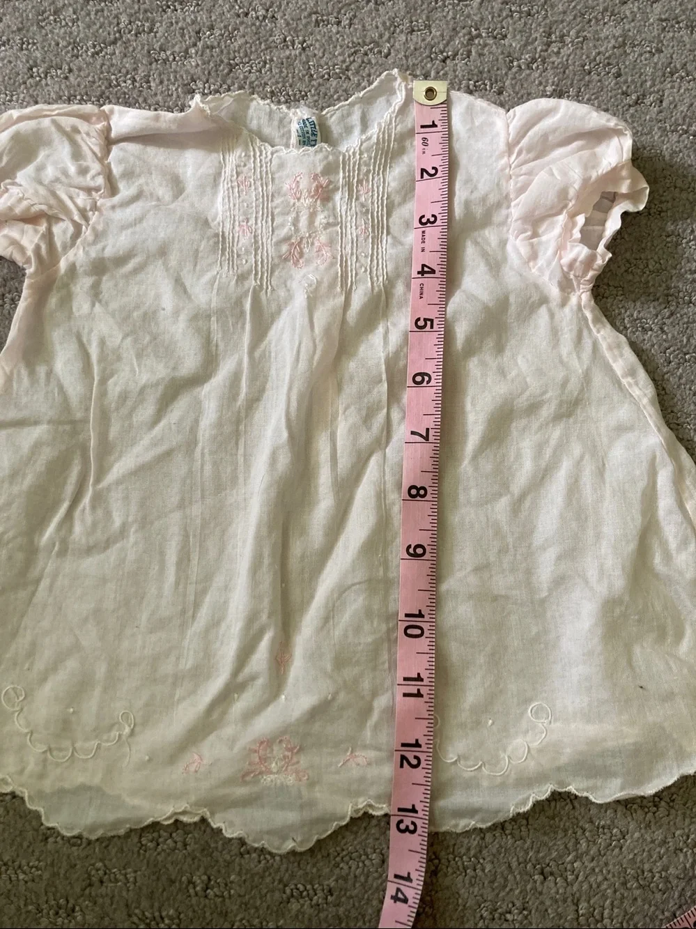 Vintage '40s '50s Philippines handmade pink baby dress, Sz 1.